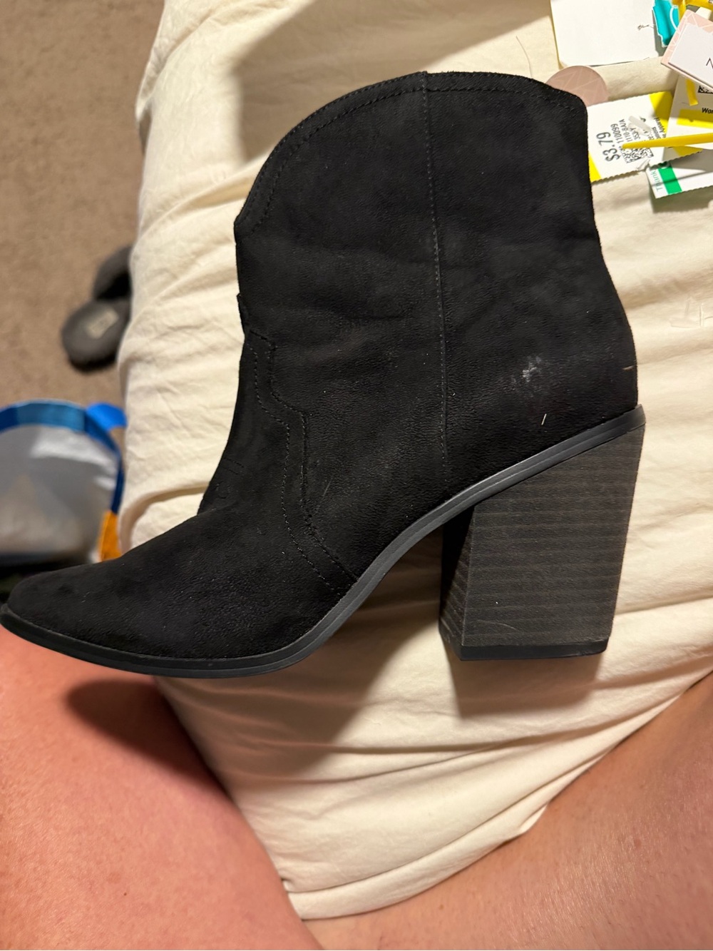Abound Black Suede Western-Inspired Block Heel Ankle Boot